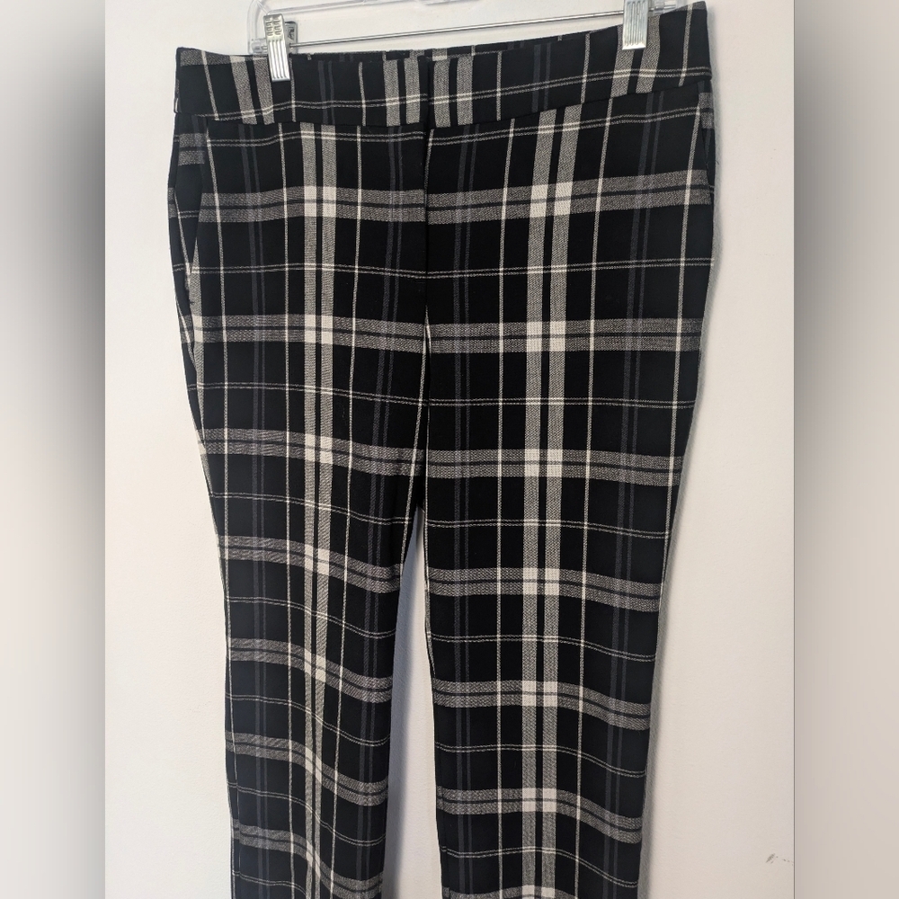 Ann Taylor Womens Plaid Dress Pants Size 8 Black White Stretch Straight EUC - Picture 6 of 14